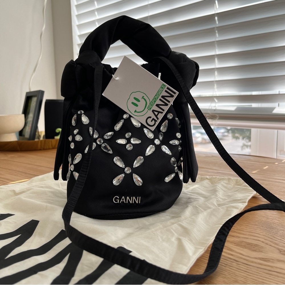 Ganni Nylon Embellished Bucket Bag